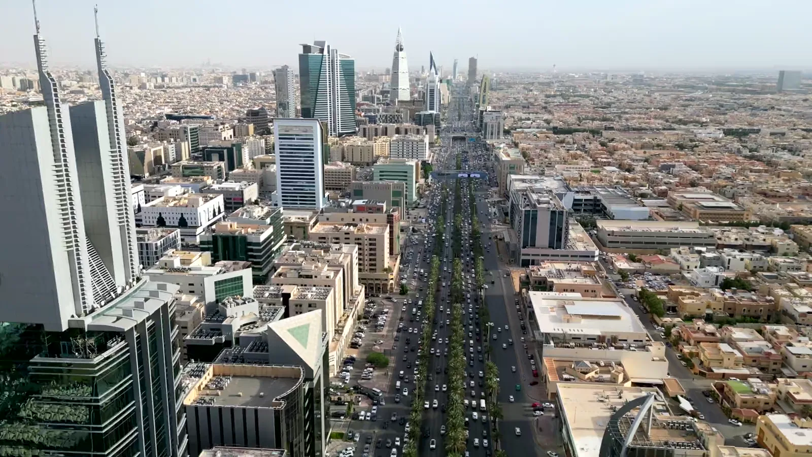 An aerial view of the Riyadh skyline